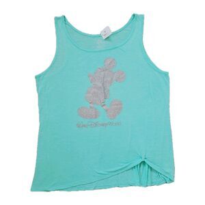 Walt Disney World Women's Glitter Mickey Graphic Tank Top Teal Mint Size XL